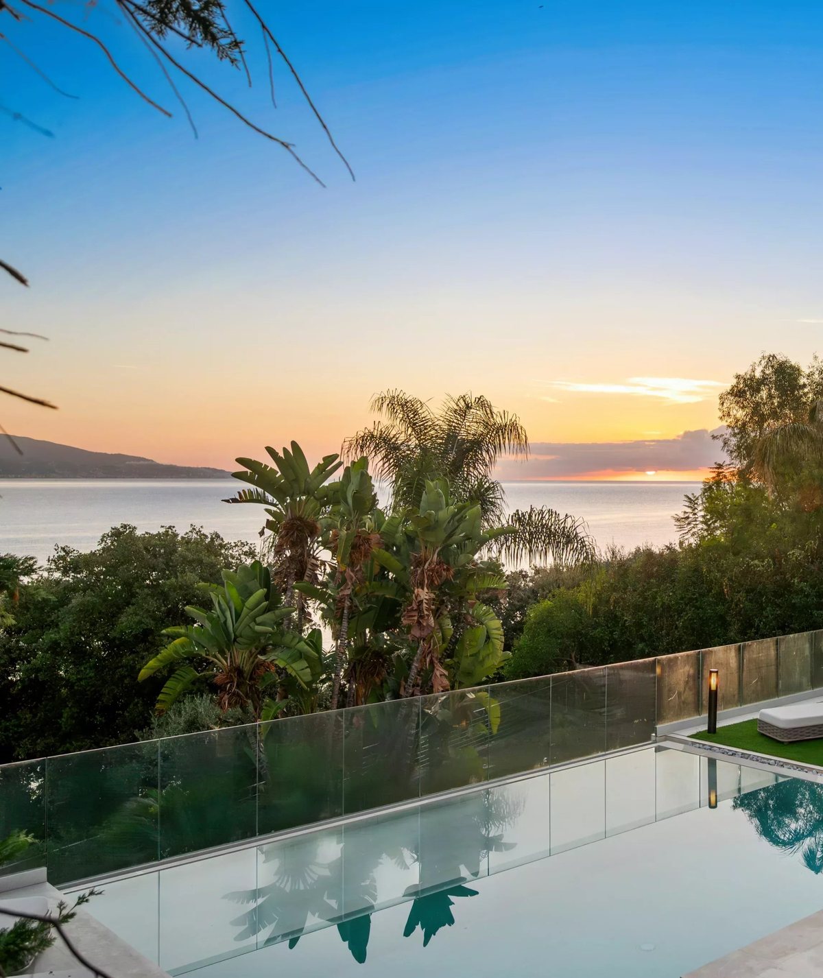 Pool at sunset above Cap Martin