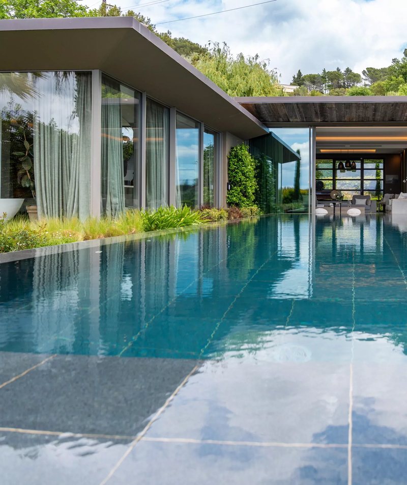 Contemporary villa with glass walls and a pool in Mougins